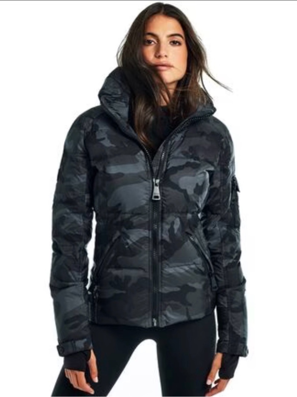 SAM Women's Black Camo Puffer Jacket - Lightweight Insulated Coat